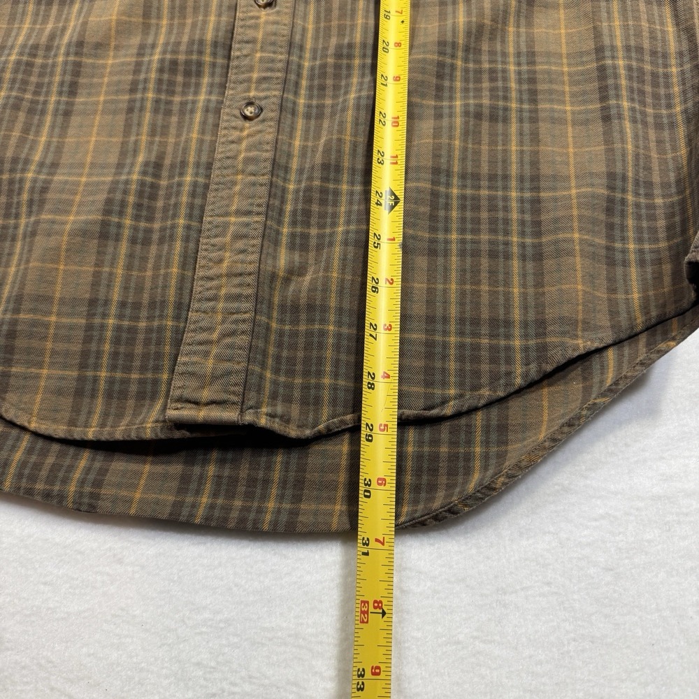 Vintage 90s GAP Mens S Plaid Button Down Shirt Brown Gold 100% Cotton Hong Kong - Picture 6 of 7